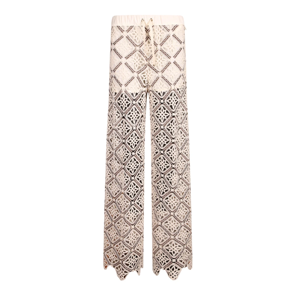 Herno Vrouw Beige Broeken Dames, L, Wide Broeken
