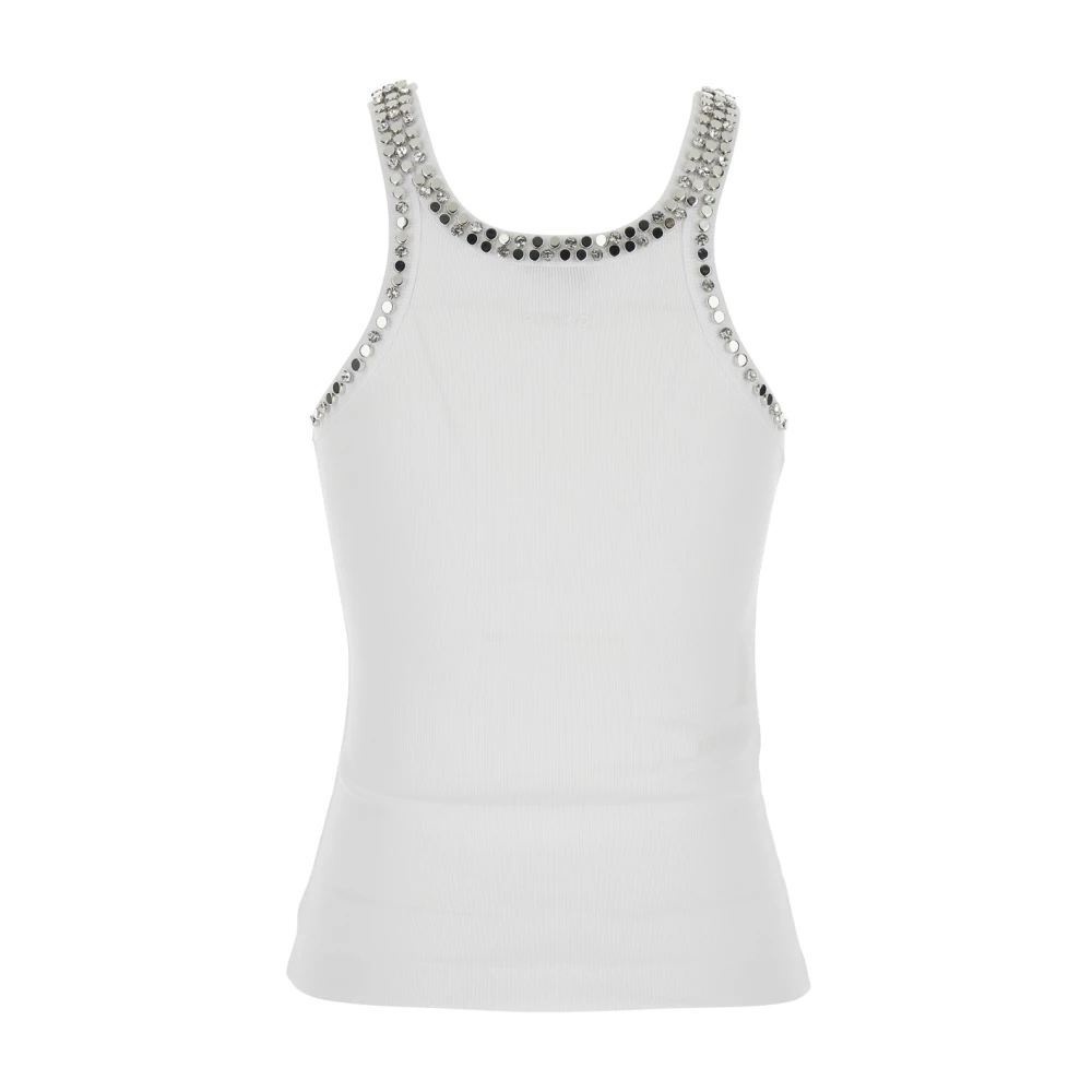 Pinko Women's White Sleeveless Tops, M, Coriandoli Canotta Costina