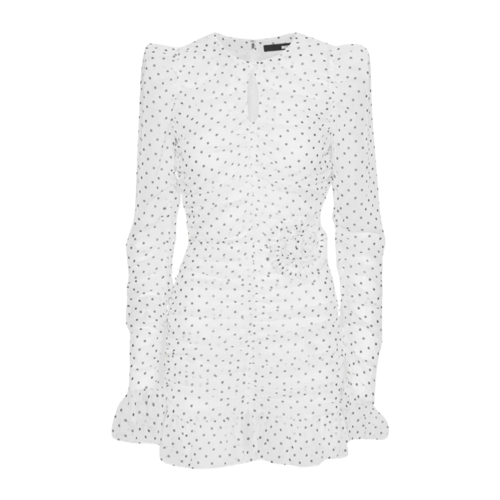 Rotate Birger Christensen Bloemenjurk met lange mouwen en gedrapeerd lijfje White Dames