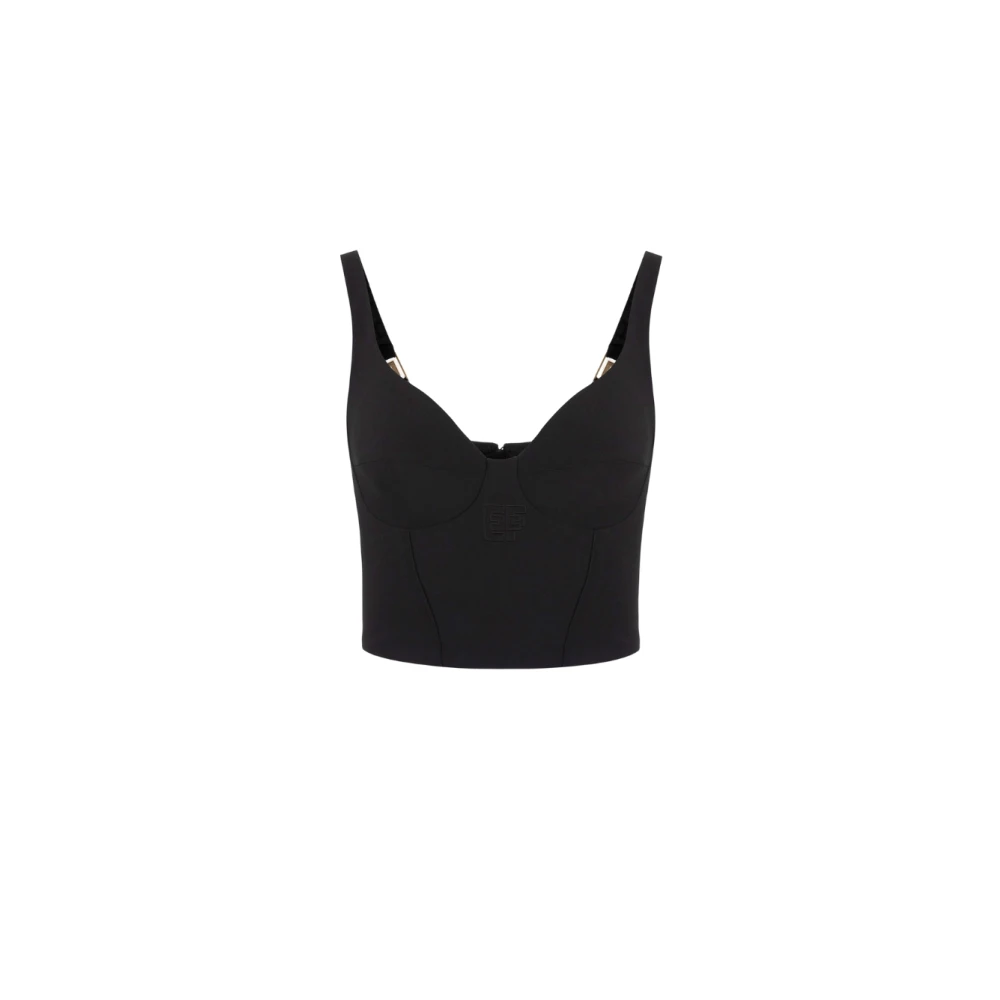 Elisabetta Franchi Women's Black Bustier Top - Sleeveless Tops - Xs - Tops