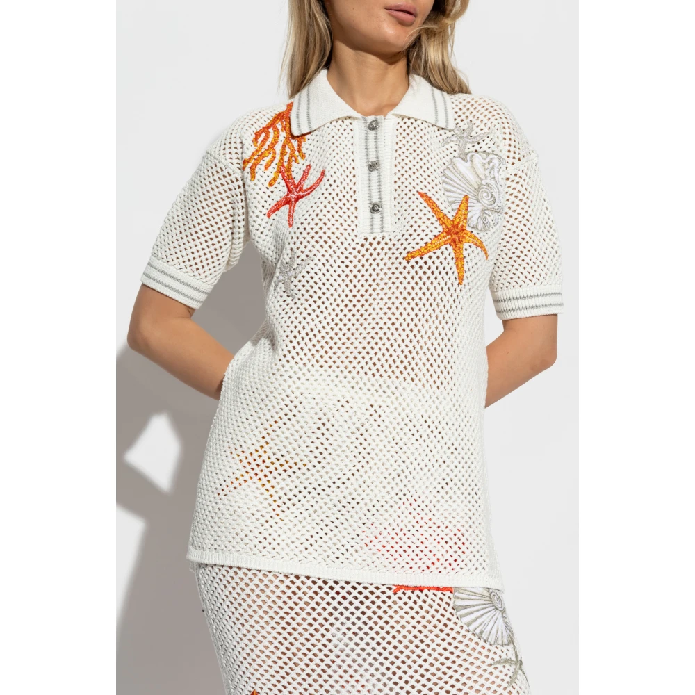 Versace Lacework Oversize Polo Beige Dames