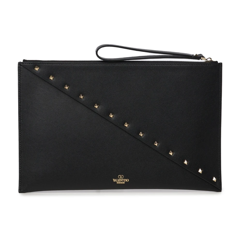 Valentino Garavani Zwarte Rockstud Leren Pouch met Studs Black Dames