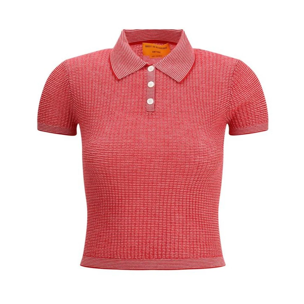 Guest In Residence Gestreept Kasjmier Poloshirt Red Dames
