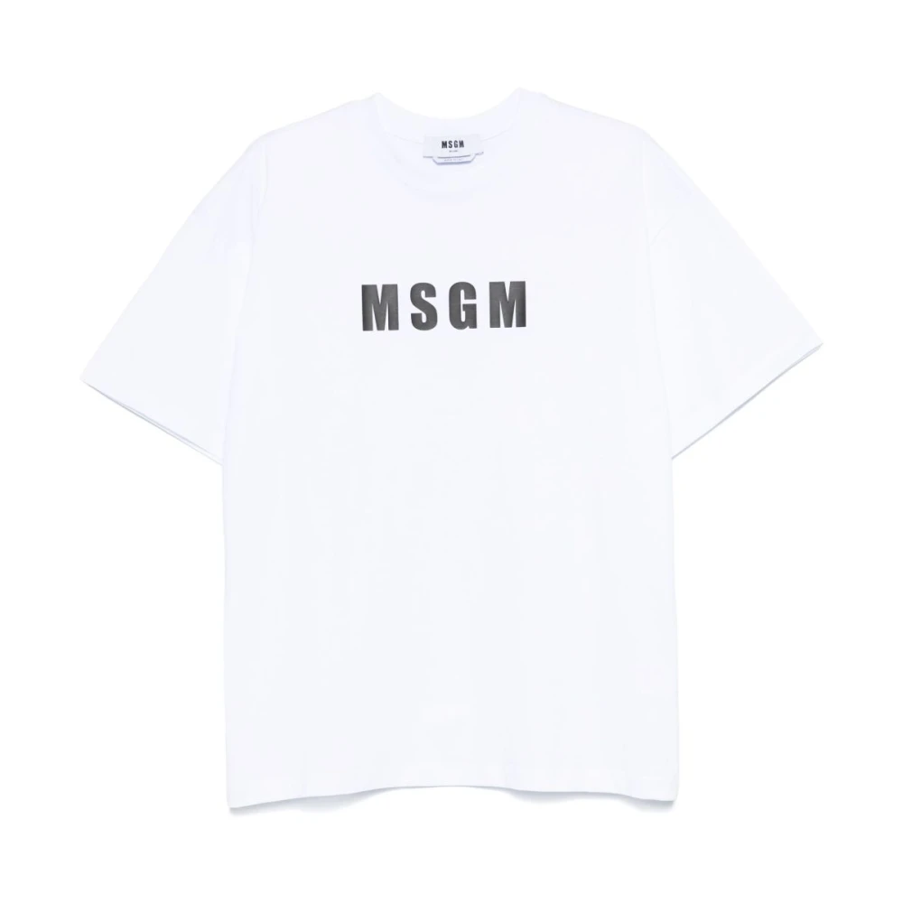 Msgm Witte Crew Neck T-shirt White Heren