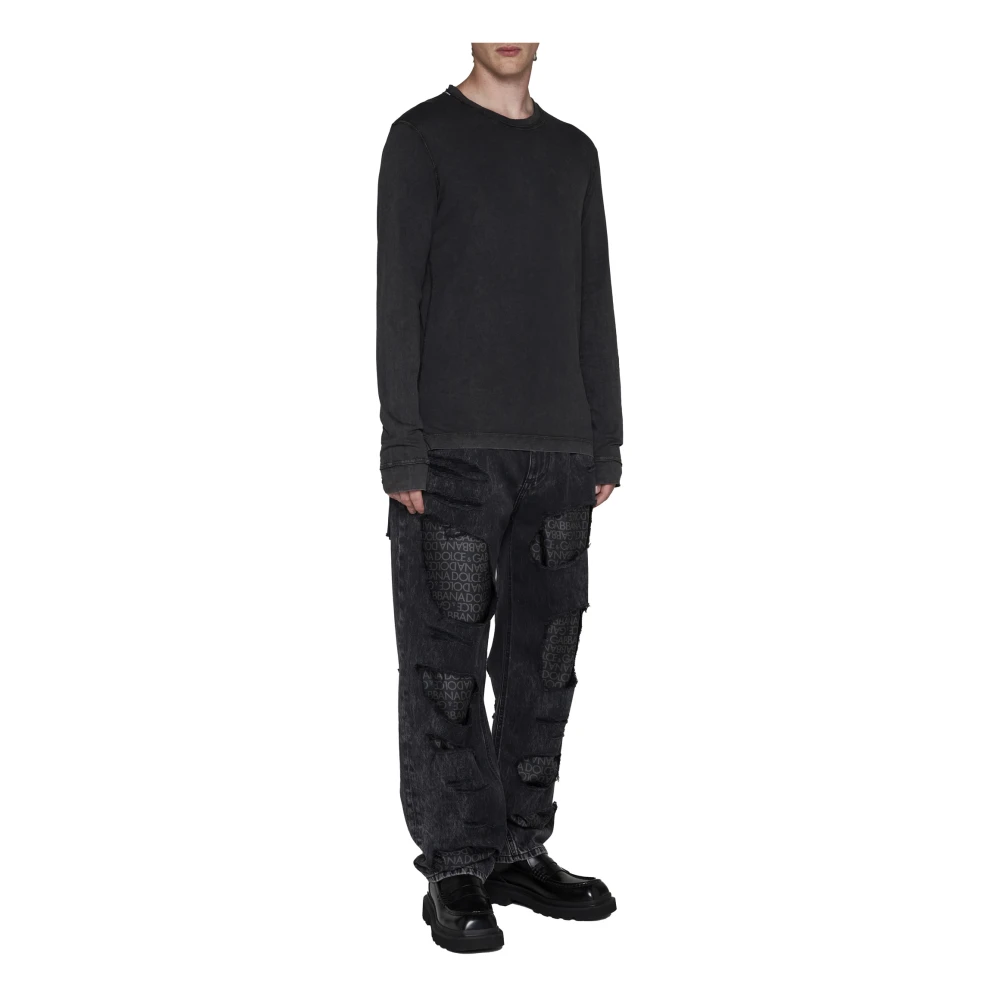Dolce & Gabbana Zwarte Crew-Neck Katoenen Sweatshirt Black Heren