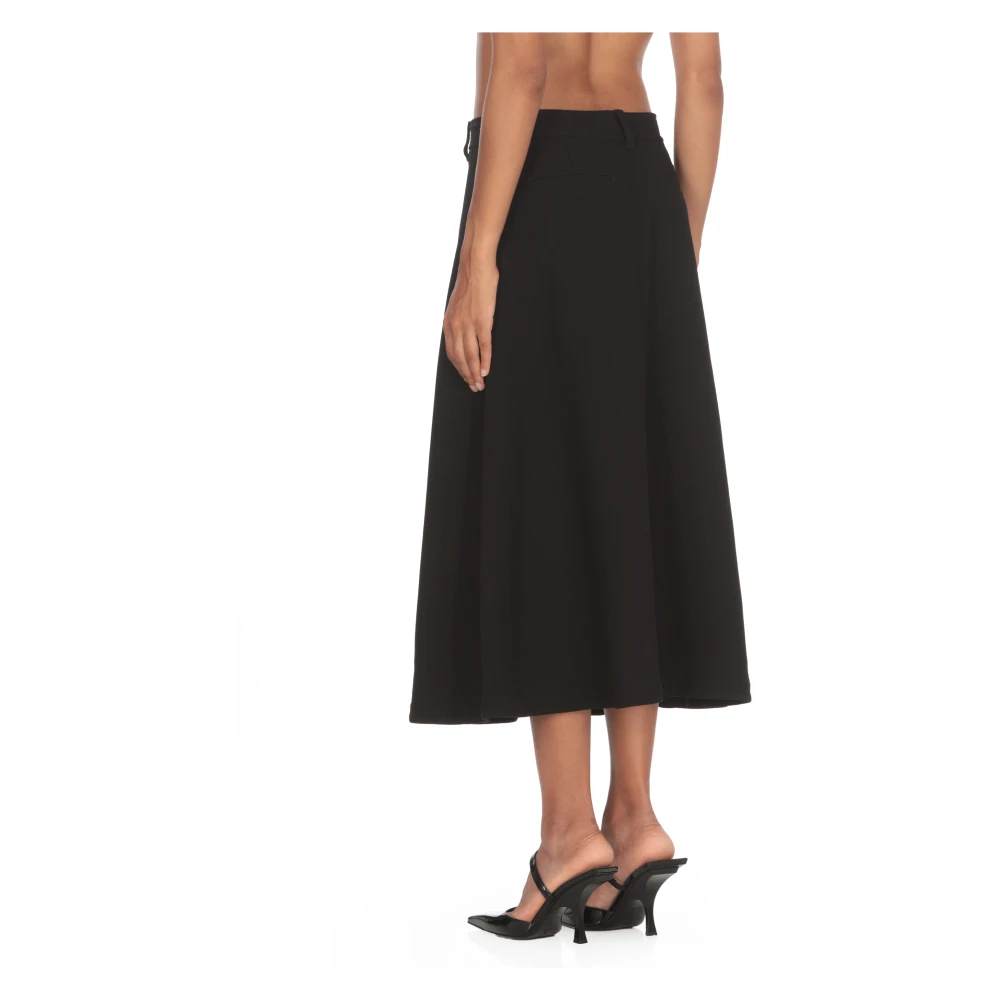 Ralph Lauren Zwarte wollen rok met knopen en zakken Black Dames
