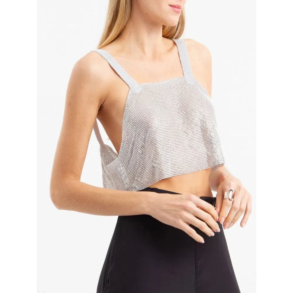 Santa Brands Glitter Bohemian Parisian Cropped Top Gray Dames