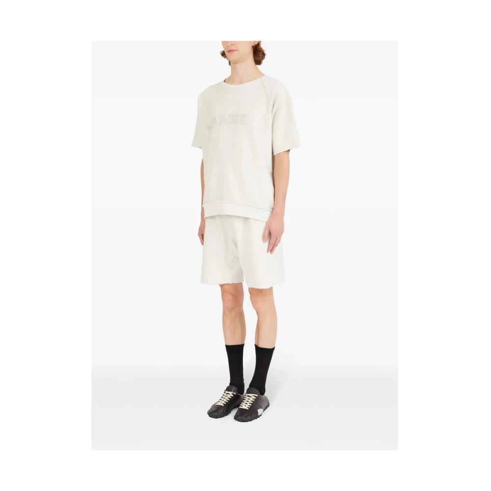 Maison Margiela Witte Katoenen Logo Geborduurde Sweatshirt White Heren