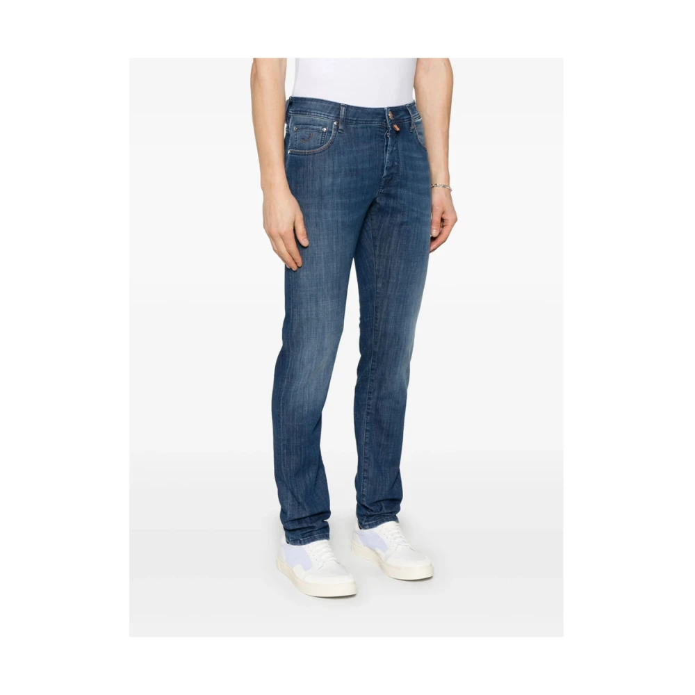 Jacob Cohën Indigo Blauwe Klassieke Vijf-Pocket Jeans Blue Heren