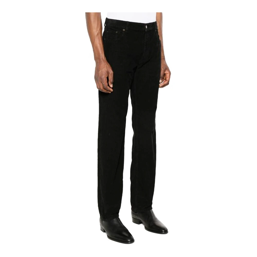 Saint Laurent Zwarte Corduroy Straight Leg Jeans Black Heren