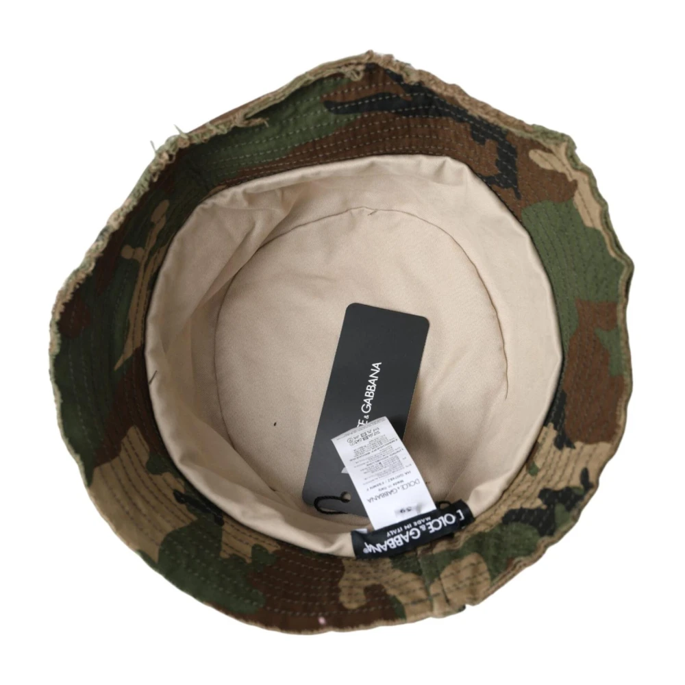 Dolce & Gabbana Groene Camouflage Katoenen Bucket Hoed Green Heren