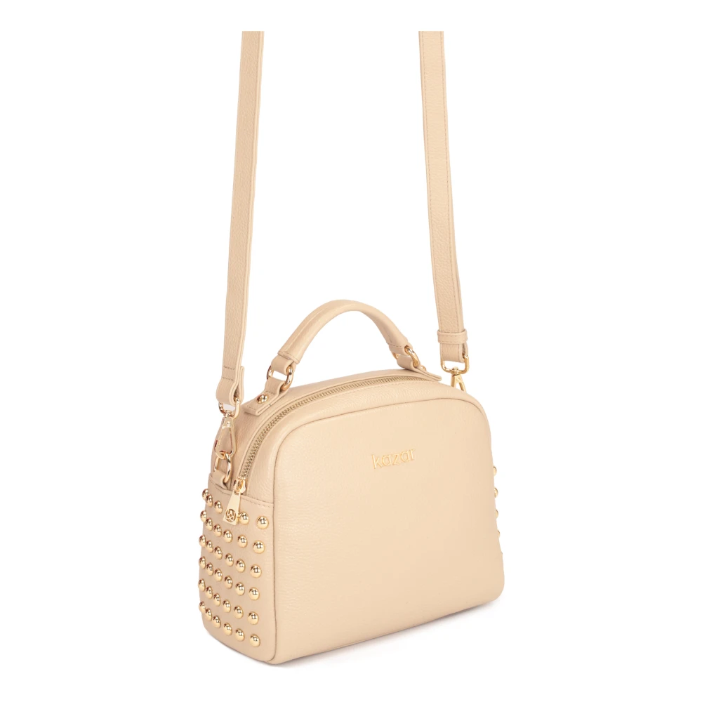 Kazar Handtas van leer versierd met studs Beige Dames