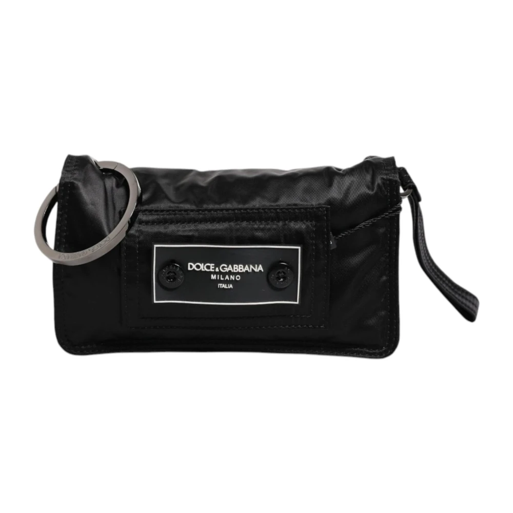 Dolce & Gabbana Zwarte Stoffen Logo Crossbody Tas Black Dames