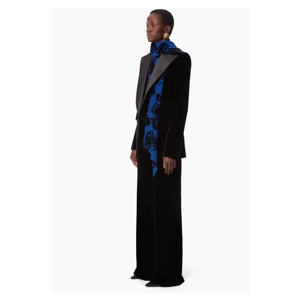 Nina Ricci Zwart Velvet Double-Breasted Blazer Black Dames