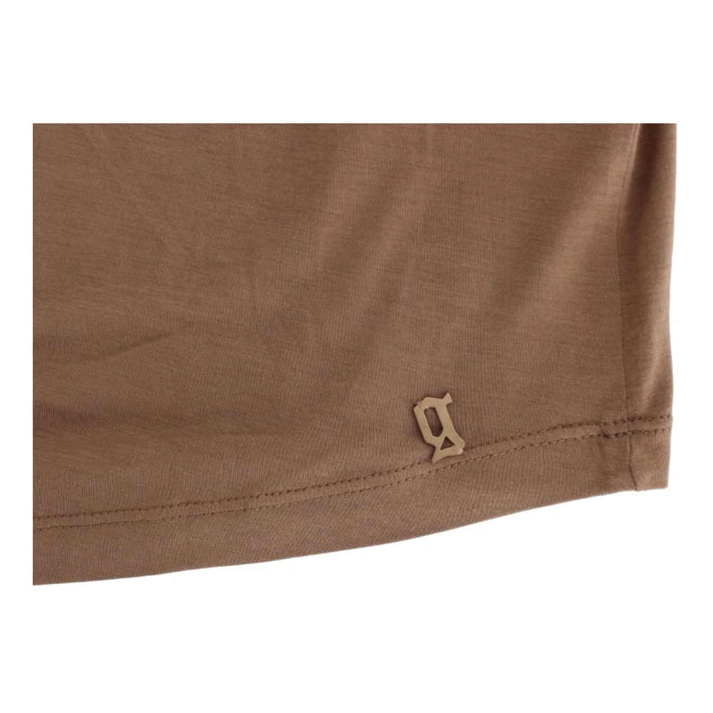 John Galliano Bruin Rayon Elegant Kortmouw Top Brown Dames