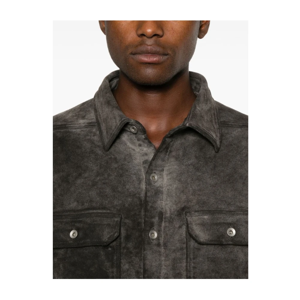 Rick Owens Gewatteerd denim jack Gray Heren