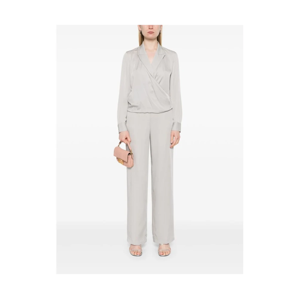 Theory Elastische taille satijnen afwerking broek Gray Dames