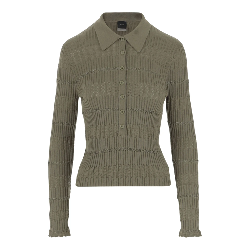 Pinko Zijden Katoenen Polo Shirt Groen Green Dames