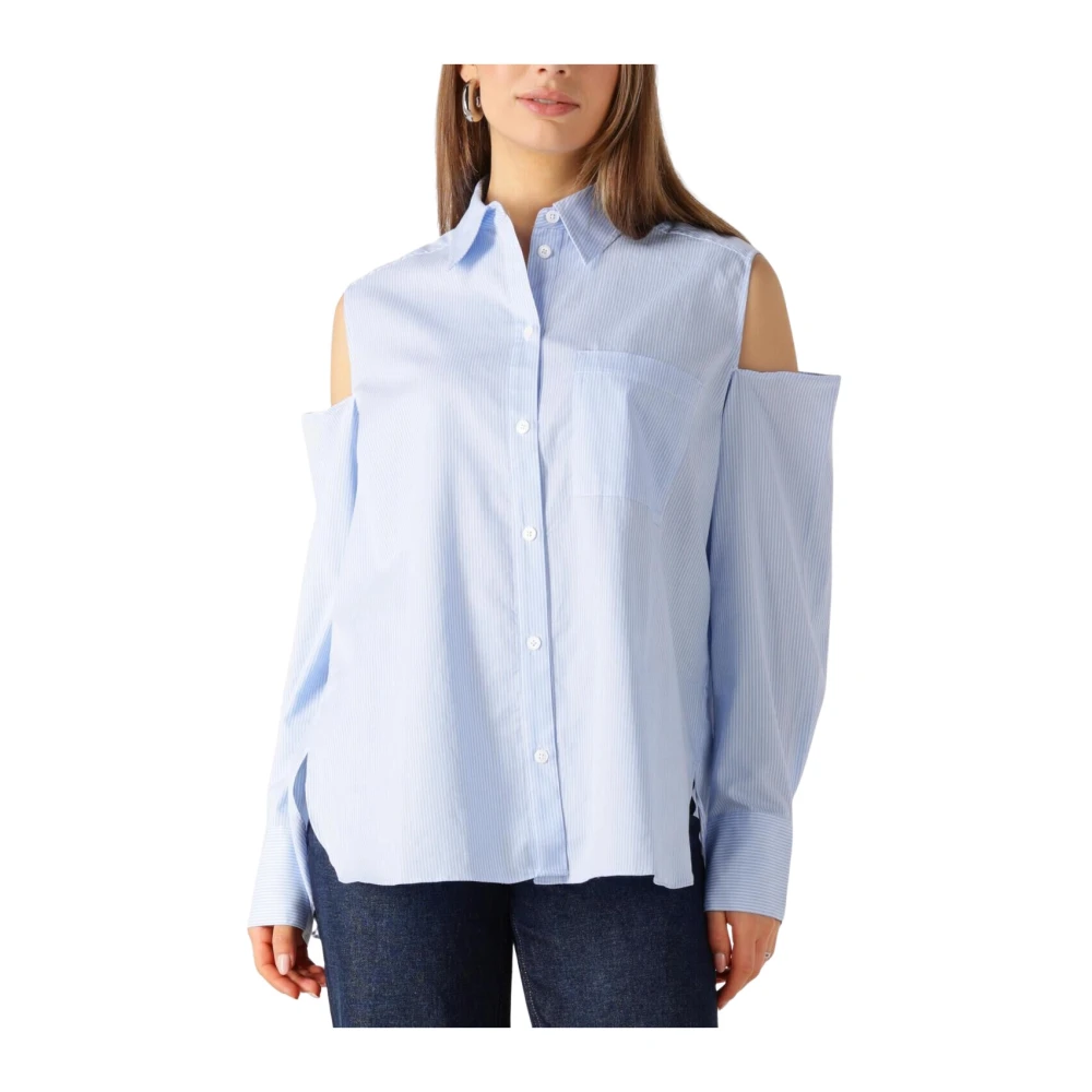 Catwalk Junkie Blauwe Open Shoulder Blouse Blue Dames