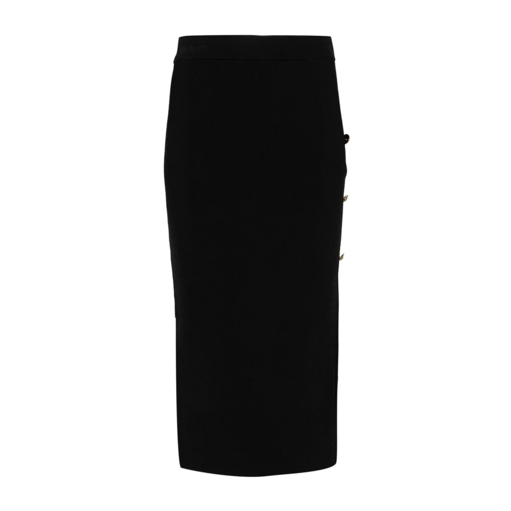 Versace Jeans Couture Zwarte Gebreide Rok met Uitsparingen Black Dames