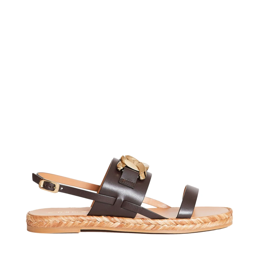 TOD'S Bruin Leren Ketting Sandalen Brown Dames