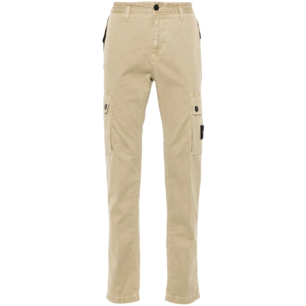 Stone Island Beige Cargo Broek met Iconische Patch Beige Heren