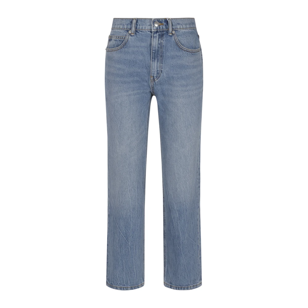 Alexander wang Hoge taille Stovepipe Jeans met reliëfzak Blue Dames