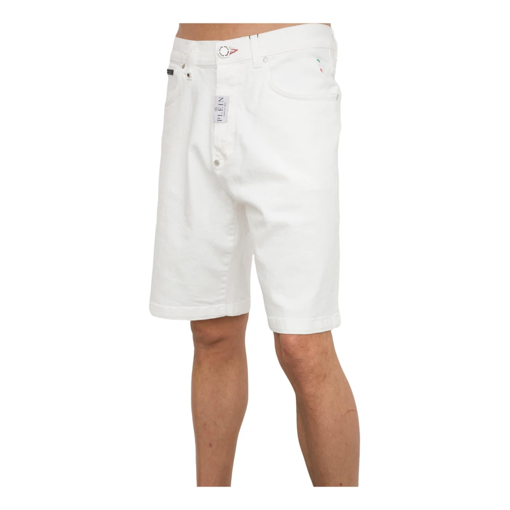 Philipp Plein Witte Denim Shorts Formentera Fit White Heren