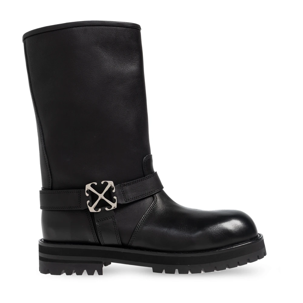 Off White Donna Nero Stivaletti Alla Caviglia In Pelle