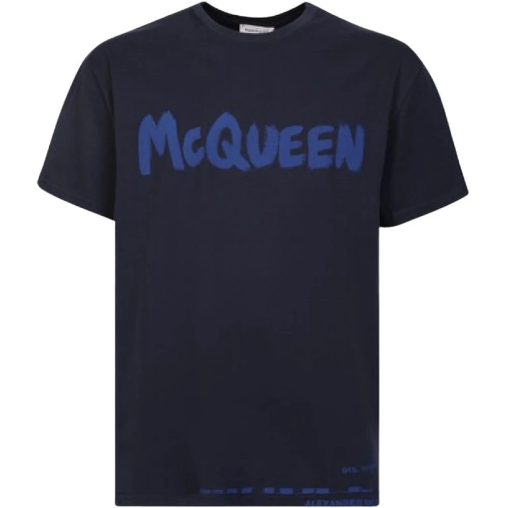 Alexander mcqueen Logo Print Korte Mouwen T-Shirt Blauw Heren