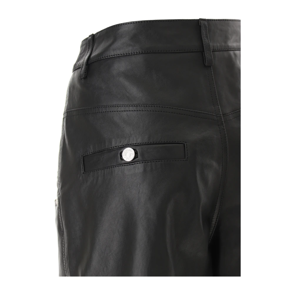 Moschino Cargo Leren Bermuda Broek Black Dames