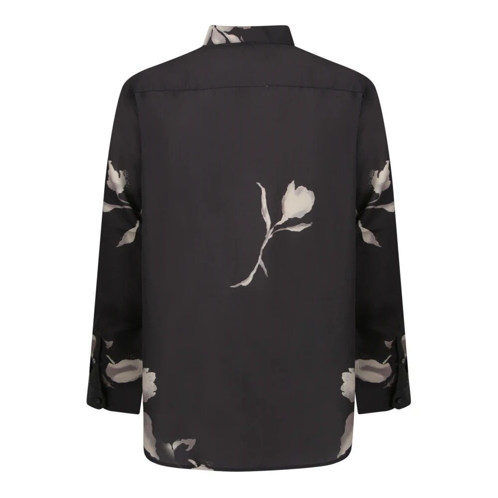 Emporio Armani Zwart overhemd met bloemmotief Black Heren