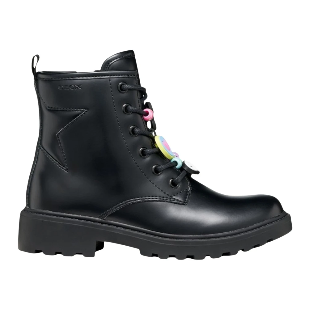 Geox Junior Casey Girls Leather Boots Black Size 5 38 - Image 4