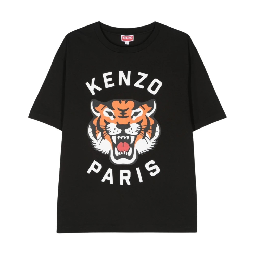 Kenzo Zwarte Tiger Head Logo T-shirt Black