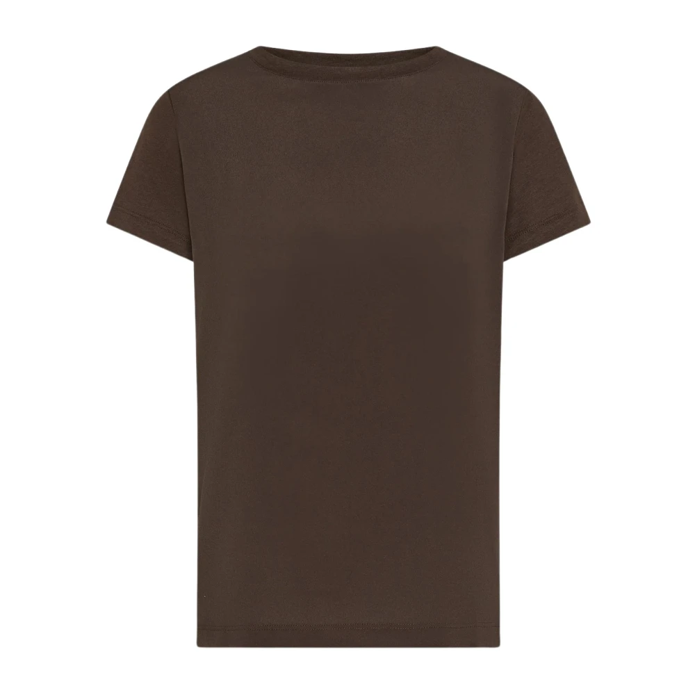 Seventy Brown T-Shirts, Female, L, Crewneck T-Shirt In Mixed Silk And Jersey