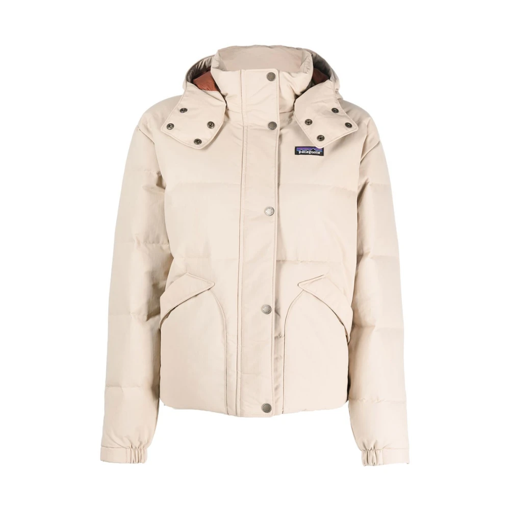 Patagonia Groene Dons Pufferjas met Capuchon Brown Dames