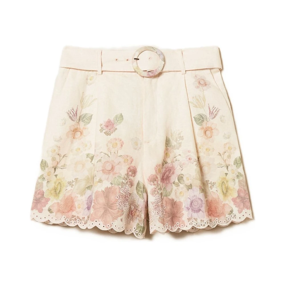 Twinset Women's Linen Shorts With Floral Print