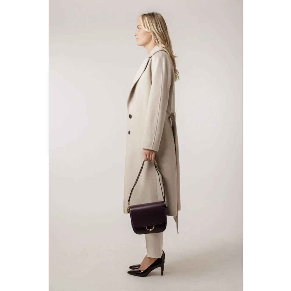 Cinzia Rocca Wollen Ceintuurjas Beige Dames