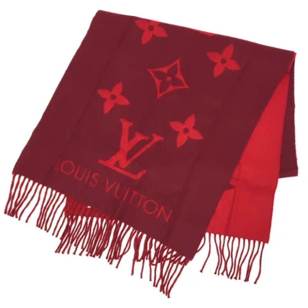 Louis Vuitton Vintage Pre-owned Wool scarves Red Dames