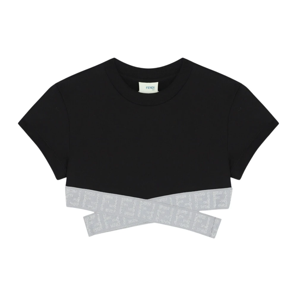 Fendi Girls Black Jumper With Silver Band - Kids Short Sleeve T-Shirts - 8 Y - Kids