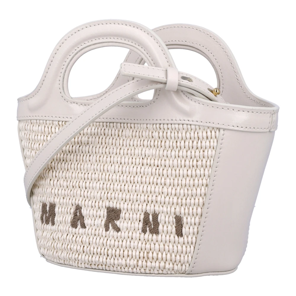 Marni Tropicalia Micro Tas met Rafia Panelen Beige Dames