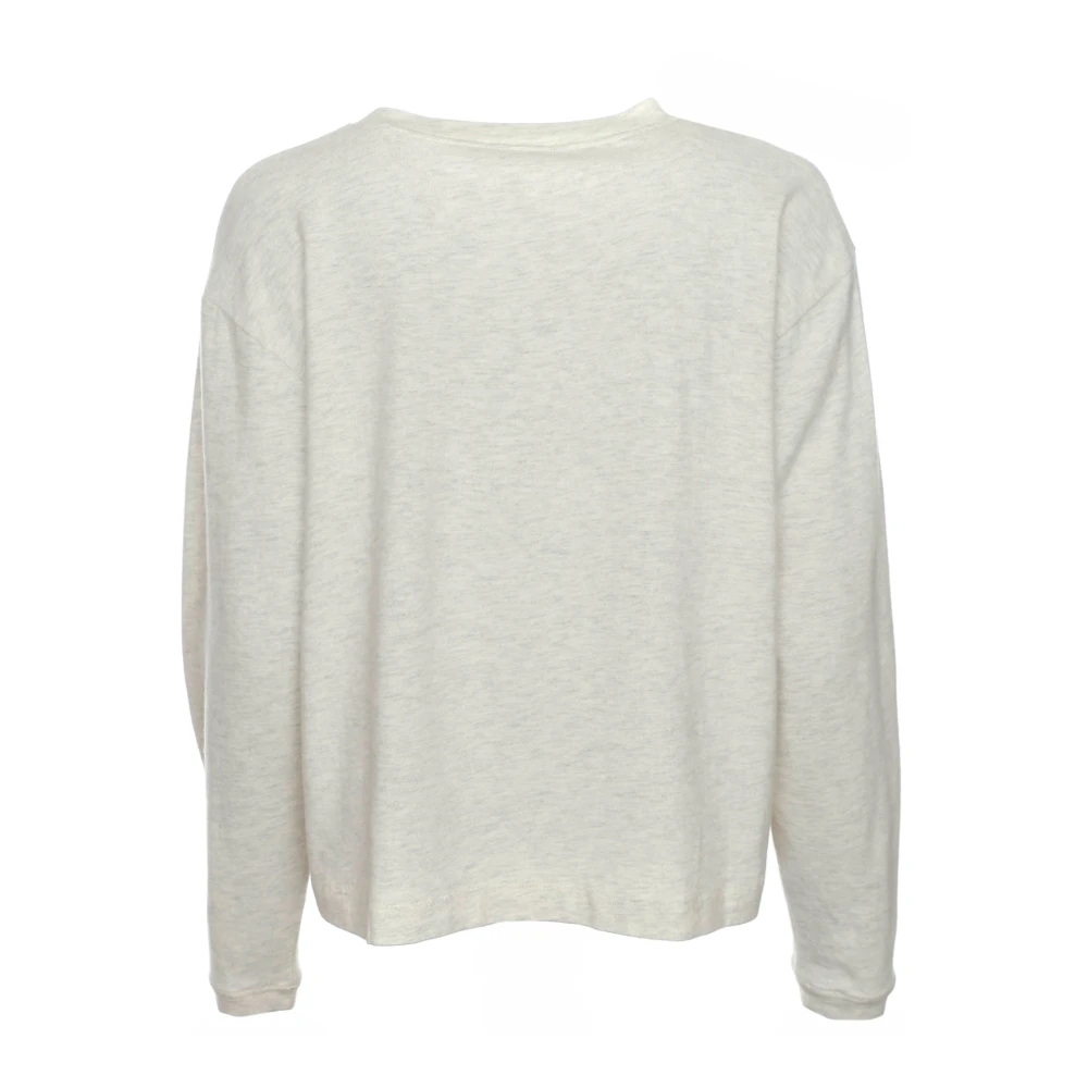 American vintage Zachte Geribbelde Longsleeve Oversized Fit Beige Dames