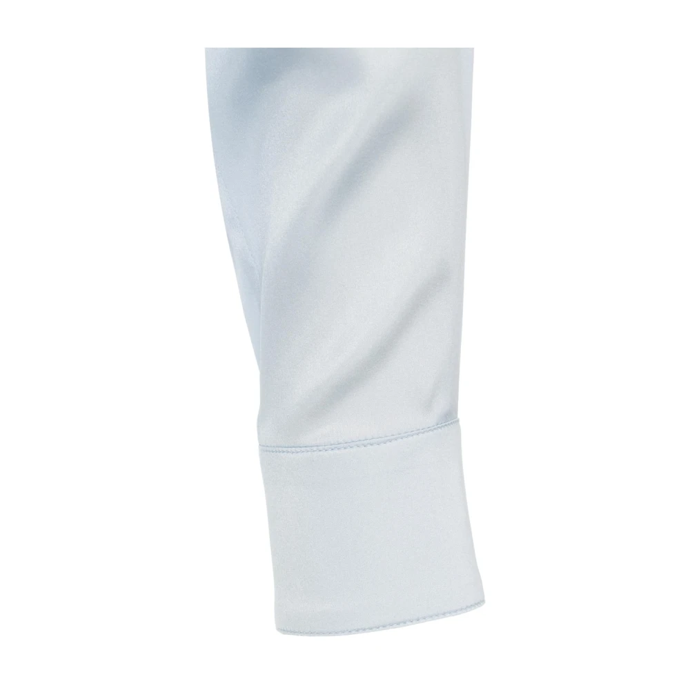 Himon's Blauwe Zijden Blouse Elegante Kent Kraag Blue Dames