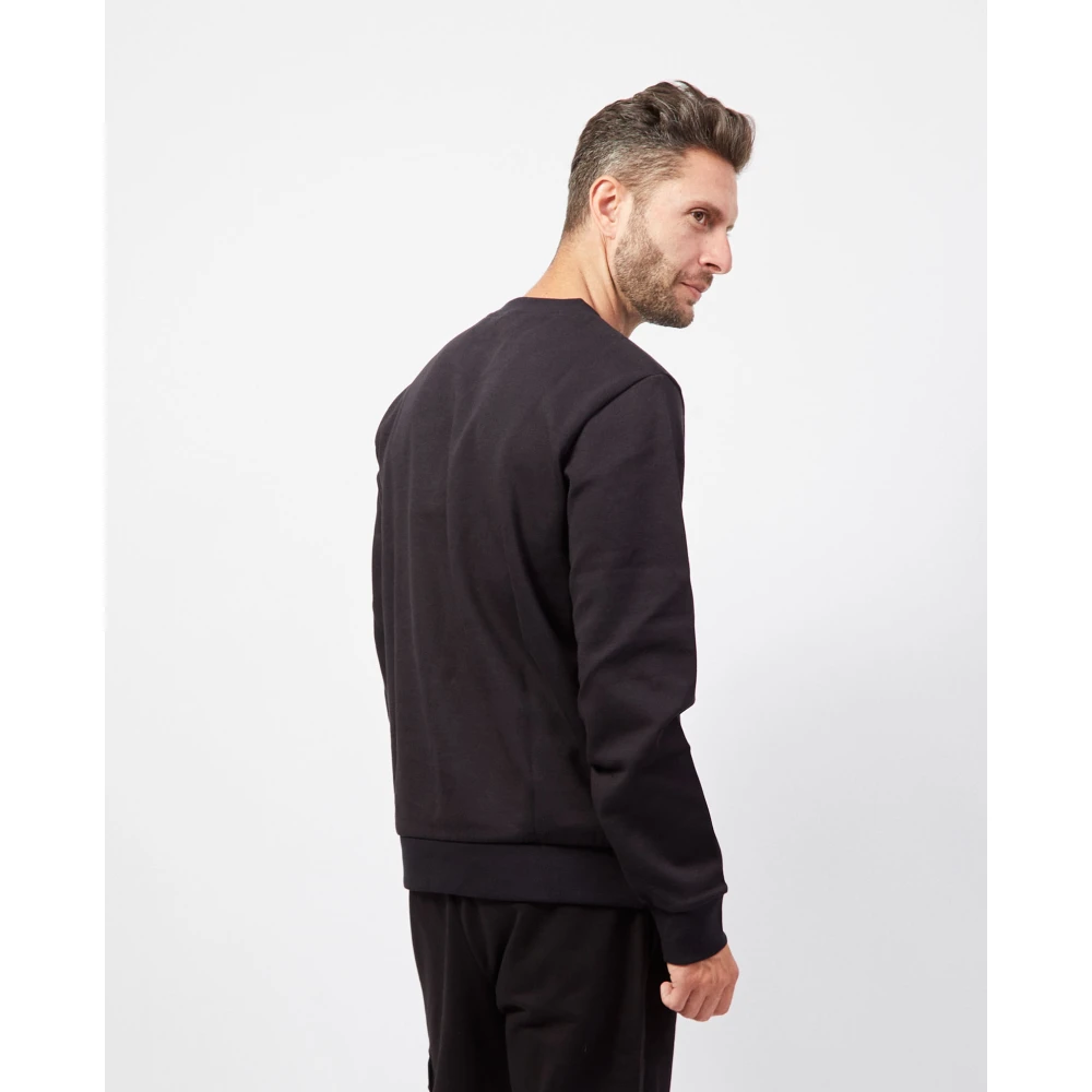 Boss Katoenen Crewneck Logo Sweatshirt Zwart Black Heren