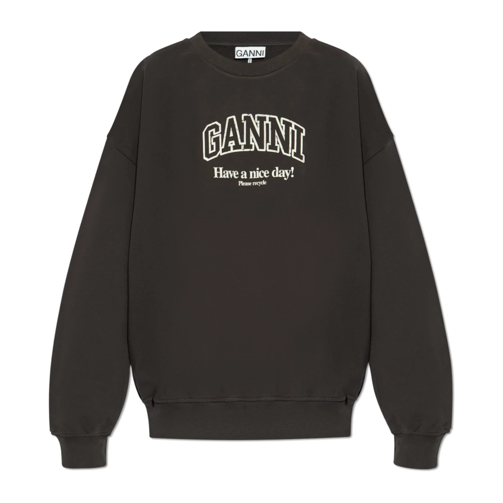 Ganni Katoenen Sweatshirt Stijlvol Model Black