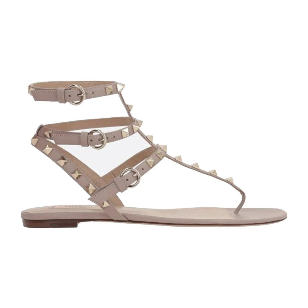 Valentino Garavani Women's Beige Flat Sandals,, Flip-Flop Sandals Elegant Style Size 2