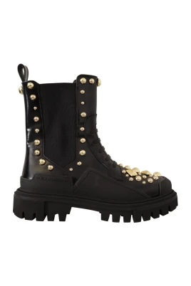 Leather Studded Combat Boots