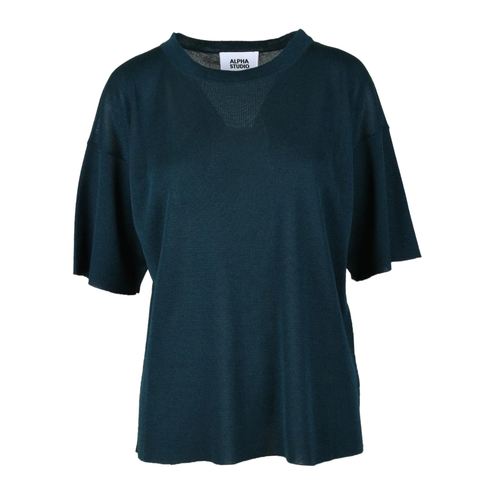 Alpha Studio Elegante Viscose Polyester Gebreide Top Gray Dames