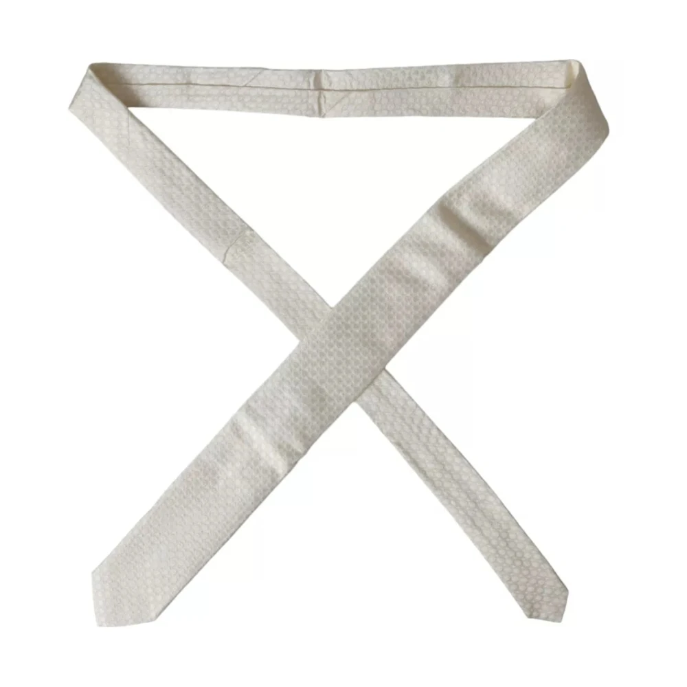 Dolce & Gabbana Off White Zijden Verstelbare Stropdas White Heren