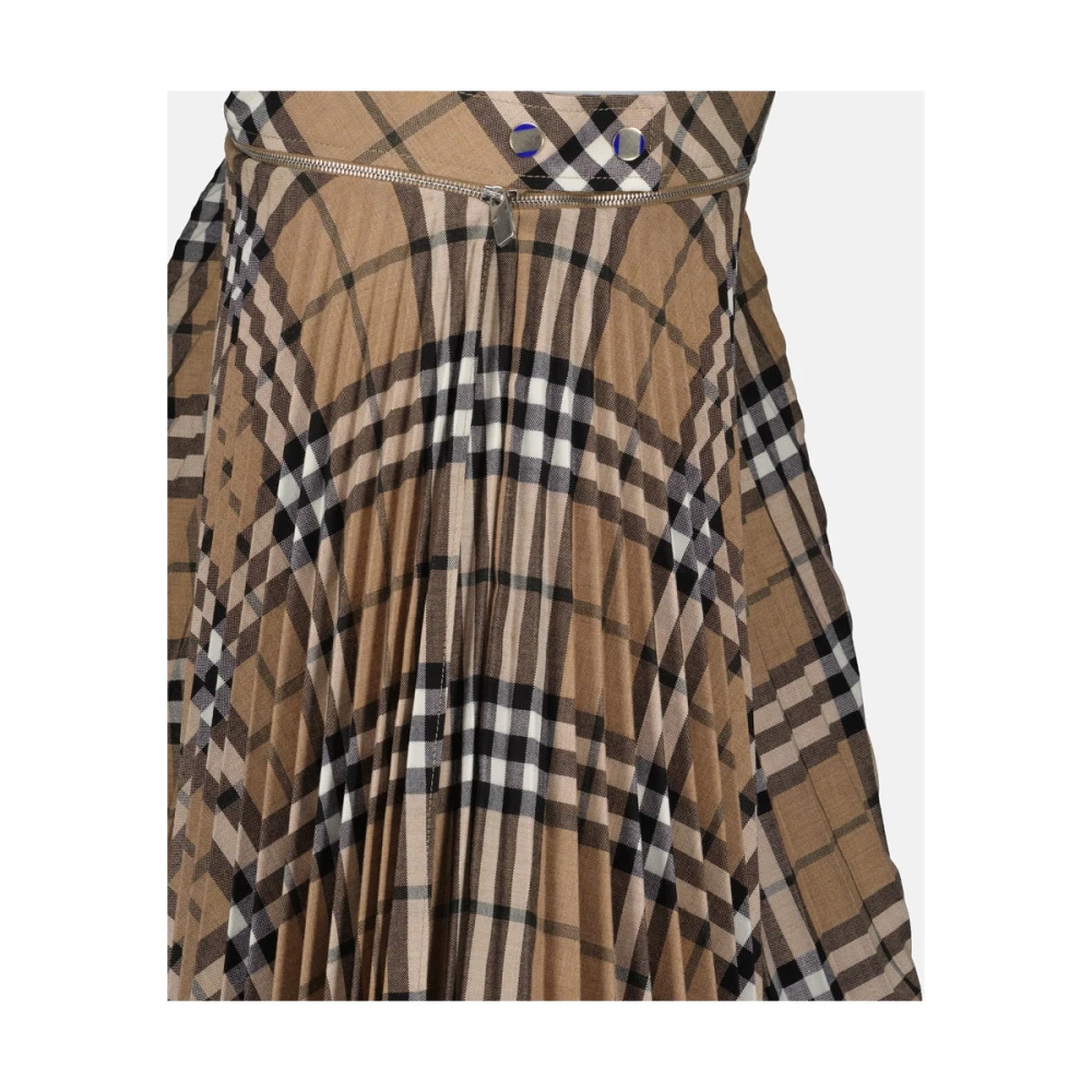 Burberry Vintage Check Wool Skirt Beige Dames
